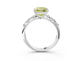 White gold Fancy Yellow Princess Cut Diamond Cluster Side Stone Solitaire Ring with Prong Setting_51
