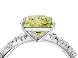 White gold Fancy Yellow Princess Cut Diamond Cluster Side Stone Solitaire Ring with Prong Setting_57