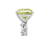 White gold Fancy Yellow Princess Cut Diamond Cluster Side Stone Solitaire Ring with Prong Setting_58