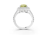 White gold Fancy Yellow Princess Cut Diamond Double Halo Ring with Pavé Band and Prong Setting_50