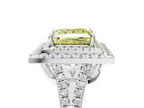 White gold Fancy Yellow Princess Cut Diamond Double Halo Ring with Pavé Band and Prong Setting_52