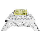 White gold Fancy Yellow Princess Cut Diamond Double Halo Ring with Pavé Band and Prong Setting_56
