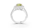 White gold Fancy Yellow Princess Cut Diamond Double Halo Ring with Pavé Band and Prong Setting_67