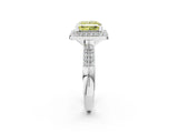 White gold Fancy Yellow Princess Cut Diamond Double Halo Ring with Split Shank and Four-Prong Setting_14