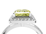 White gold Fancy Yellow Princess Cut Diamond Double Halo Ring with Split Shank and Four-Prong Setting_16
