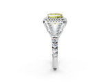 White gold Fancy Yellow Princess Cut Diamond Double Halo Ring with Split Shank and Prong Setting_29