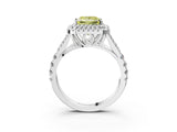 White gold Fancy Yellow Princess Cut Diamond Double Halo Ring with Split Shank and Prong Setting_30