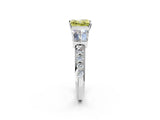White gold Fancy Yellow Princess Cut Diamond Engagement Ring with Baguette Side Stones and Channel Set Band_31