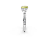 White gold Fancy Yellow Princess  Cut Diamond Engagement Ring with Bezel Set Round Side Stones and Prong Setting_48