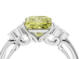 White gold Fancy Yellow Princess  Cut Diamond Engagement Ring with Bezel Set Round Side Stones and Prong Setting_50