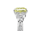 White gold Fancy Yellow Princess  Cut Diamond Engagement Ring with Bezel Set Round Side Stones and Prong Setting_51