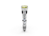 White gold Fancy Yellow Princess  Cut Diamond Engagement Ring with Pavé Band and Four-Prong Setting_5