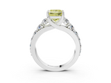 White gold Fancy Yellow Princess  Cut Diamond Engagement Ring with Pavé Band and Four-Prong Setting_6