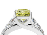 White gold Fancy Yellow Princess  Cut Diamond Engagement Ring with Pavé Band and Four-Prong Setting_7