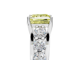 White gold Fancy Yellow Princess  Cut Diamond Engagement Ring with Pavé Band and Four-Prong Setting_8