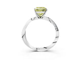 White gold Fancy Yellow Princess Cut Diamond Engagement Ring with Side Stone Accents and Four-Prong Setting_27