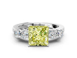 White gold Fancy Yellow Princess  Cut Diamond Five-Stone Prong Set White Gold Ring_28