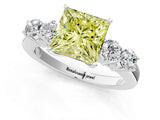 White gold Fancy Yellow Princess  Cut Diamond Five-Stone Prong Set White Gold Ring_31