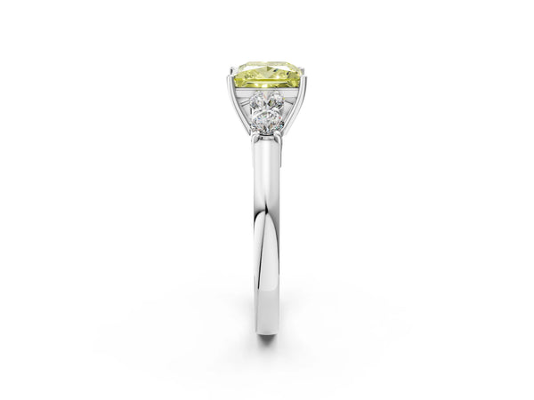 White gold Fancy Yellow Princess  Cut Diamond Five-Stone Prong Set White Gold Ring