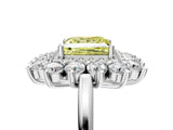 White gold Fancy Yellow Princess Cut Diamond Floral Double Halo Engagement Ring with Prong Setting_89