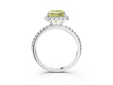 White gold Fancy Yellow Princess  Cut Diamond Floral Halo Engagement Ring with Pavé Band and Prong Setting_44