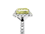 White gold Fancy Yellow Princess  Cut Diamond Floral Halo Engagement Ring with Pavé Band and Prong Setting_45