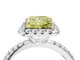 White gold Fancy Yellow Princess  Cut Diamond Floral Halo Engagement Ring with Pavé Band and Prong Setting_45