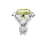 White gold Fancy Yellow Princess  Cut Diamond Floral Halo Engagement Ring with Shared Prong Setting 1