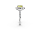White gold Fancy Yellow Princess  Cut Diamond Floral Halo Pave Band with Prong Setting_2