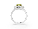 White gold Fancy Yellow Princess  Cut Diamond Floral Halo Pave Band with Prong Setting_3