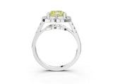 White gold Fancy Yellow Princess Cut Diamond Floral Halo Split Shank Prong Setting Ring_3