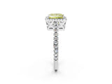White gold Fancy Yellow Princess Cut Diamond Halo Engagement Ring with Pavé Band and Prong Setting_53