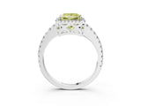 White gold Fancy Yellow Princess Cut Diamond Halo Engagement Ring with Pavé Band and Prong Setting_54