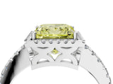 White gold Fancy Yellow Princess Cut Diamond Halo Engagement Ring with Pavé Band and Prong Setting_55