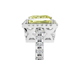 White gold Fancy Yellow Princess Cut Diamond Halo Engagement Ring with Pavé Band and Prong Setting_56