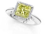 White gold Fancy Yellow Princess  Cut Diamond Halo Engagement Ring with Split Shank and Four-Prong Setting_30