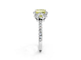 White gold Fancy Yellow Princess Cut Diamond Halo Pave Band with Four-Prong Setting_5