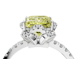 White gold Fancy Yellow Princess Cut Diamond Halo Pave Band with Four-Prong Setting_7