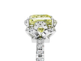 White gold Fancy Yellow Princess Cut Diamond Halo Pave Band with Four-Prong Setting_8