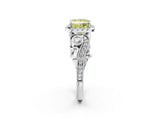 White gold Fancy Yellow Princess Cut Diamond Halo Ring with Milgrain Pavé Band and Four-Prong Setting_30