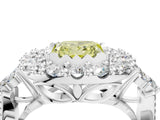 White gold Fancy Yellow Princess Cut Diamond Halo Ring with Pavé Band and Four-Prong Setting_33