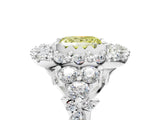 White gold Fancy Yellow Princess Cut Diamond Halo Ring with Pavé Band and Four-Prong Setting_33