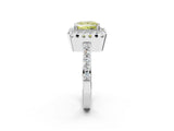 White gold Fancy Yellow Princess Cut Diamond Halo Ring with Pavé Band and Prong Setting_14