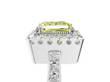 White gold Fancy Yellow Princess Cut Diamond Halo Ring with Pavé Band and Prong Setting_5