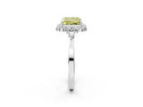 White gold Fancy Yellow Princess Cut Diamond Halo Ring with Pear Side Stones and Prong Setting_43