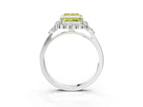 White gold Fancy Yellow Princess Cut Diamond Halo Ring with Pear Side Stones and Prong Setting_44