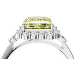 White gold Fancy Yellow Princess Cut Diamond Halo Ring with Pear Side Stones and Prong Setting_45