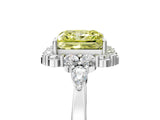 White gold Fancy Yellow Princess Cut Diamond Halo Ring with Pear Side Stones and Prong Setting_46