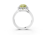 White gold Fancy Yellow Princess  Cut Diamond Halo Ring with Round Brilliant Halo and Solitaire Band_3