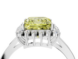 White gold Fancy Yellow Princess  Cut Diamond Halo Ring with Round Brilliant Halo and Solitaire Band_4